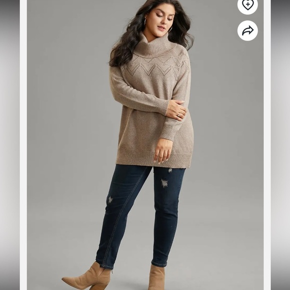 BloomChic Supersoft Essentials Anti-Pilling Turtle Neck Eyelet Pullover - Picture 7 of 7